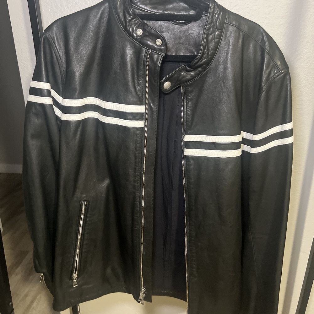 Vince Leather Cafe Racer Jacket XL Men